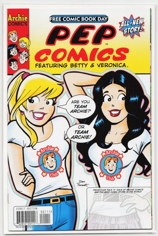 Pep Comics Featuring Betty and Veronica, Free Comic Book Day Edition (2011) Betty and Veronica (Archie Comics, 2011), raw, ungraded comic book — front cover