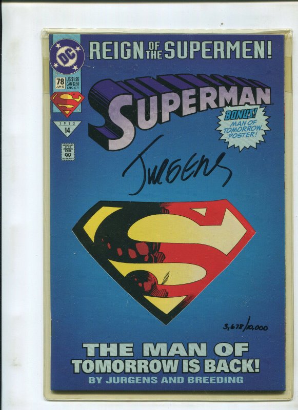 Reign of the Supermen! Signed Set of 4 Jurgens,guice, Bogadanove, Grummett!, raw, ungraded comic book — front cover