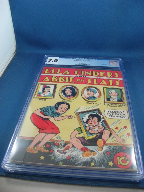 Single Series #28 (1942), CGC 7.0 graded comic book, Universal Blue label — front cover in its holder