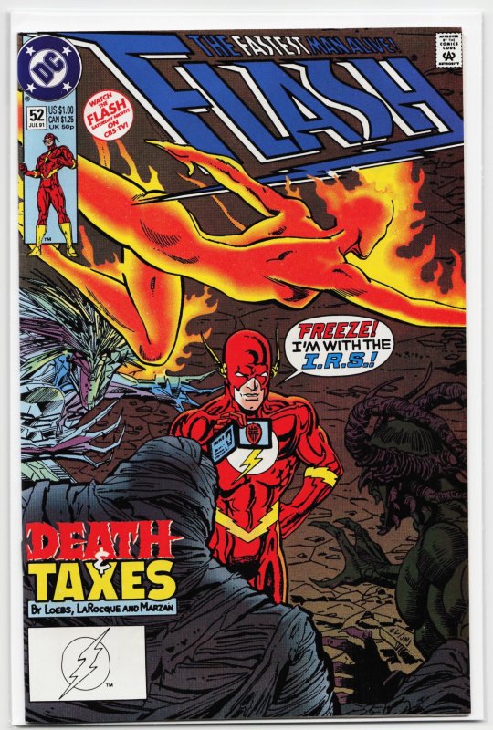 The Flash #52 (DC Comics, 1991), raw, ungraded comic book — front cover