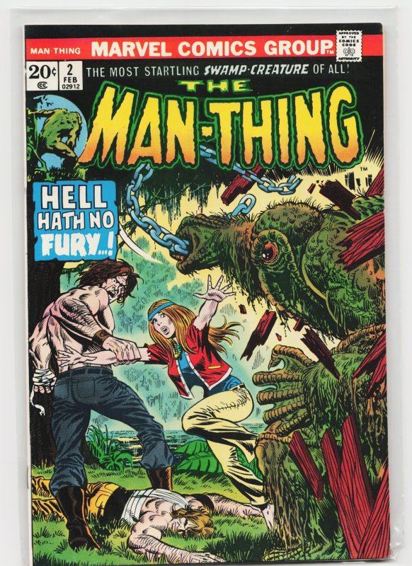 Man-Thing #2 (Marvel Comics, 1974), raw, ungraded comic book — front cover
