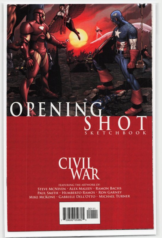Civil War: Opening Shot Sketchbook (2006) Captain America (2006), raw, ungraded comic book — front cover