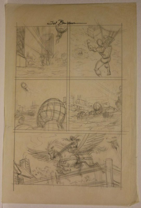 Marvel Team-Up Prelim - Spider-Man Parachuting and Valkyrie - art by Sal Buscema (Marvel Comics), raw, ungraded comic book — front cover