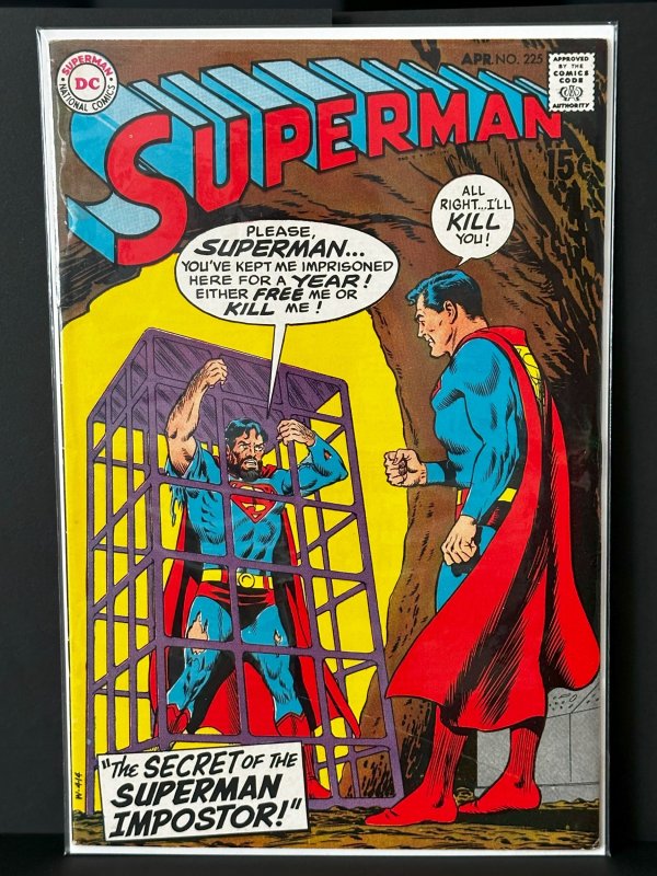 Superman #225 (DC Comics, 1970), raw, ungraded comic book — front cover