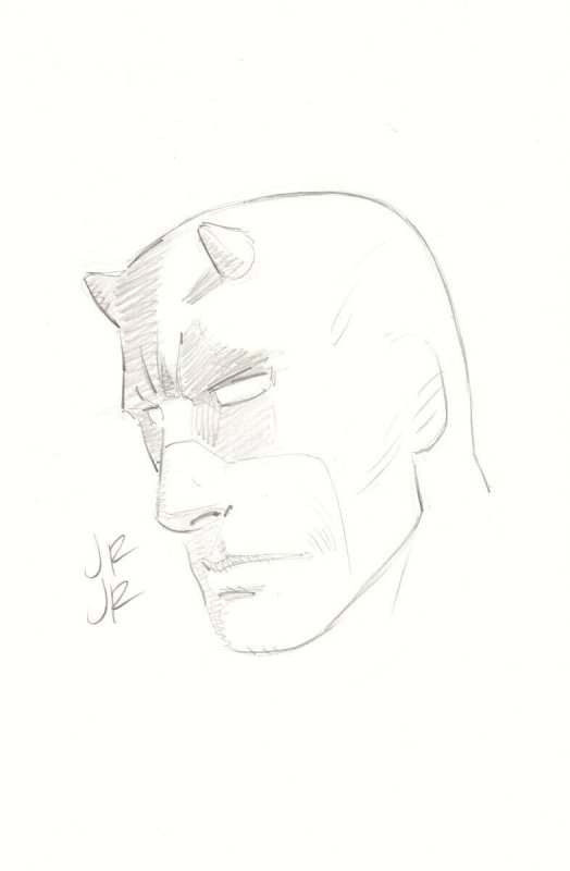 Daredevil Portrait Sketch - Signed art by John Romita Jr., raw, ungraded comic book — front cover