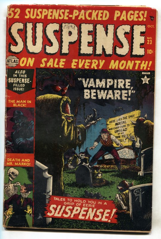 Suspense #23 (1952), raw, ungraded comic book — front cover