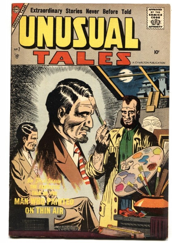 Unusual Tales #7 (Charlton Comics, 1957), raw comic book in VF condition — front cover
