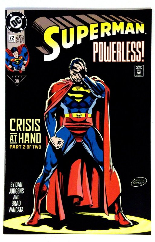 Superman #72 (DC Comics, 1992), raw comic book in NM- condition — front cover