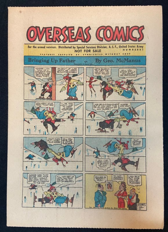 Overseas Comics #87 (1946), raw comic book in VF+ condition — front cover