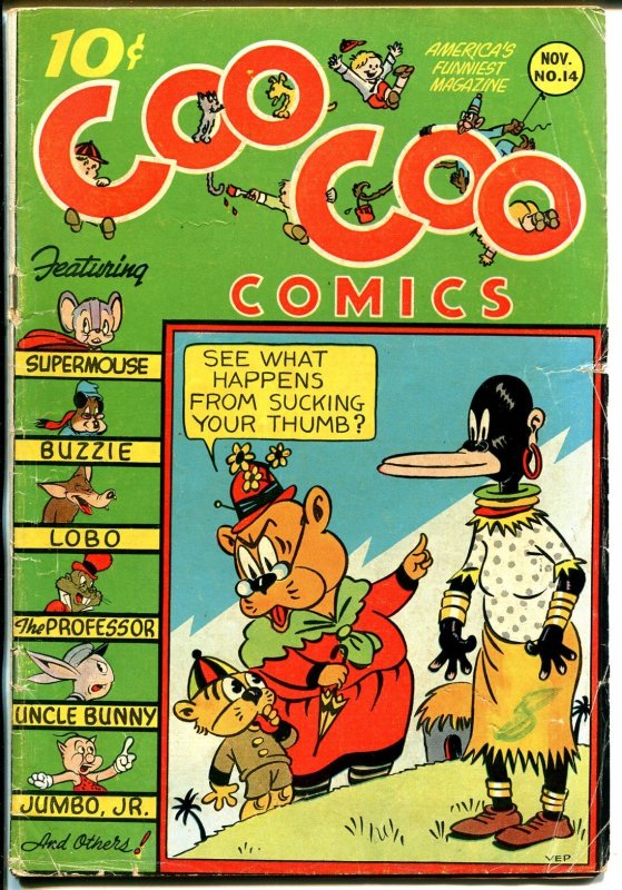 Coo Coo #14 (Nedor Comics, 1944), raw comic book in VG condition — front cover