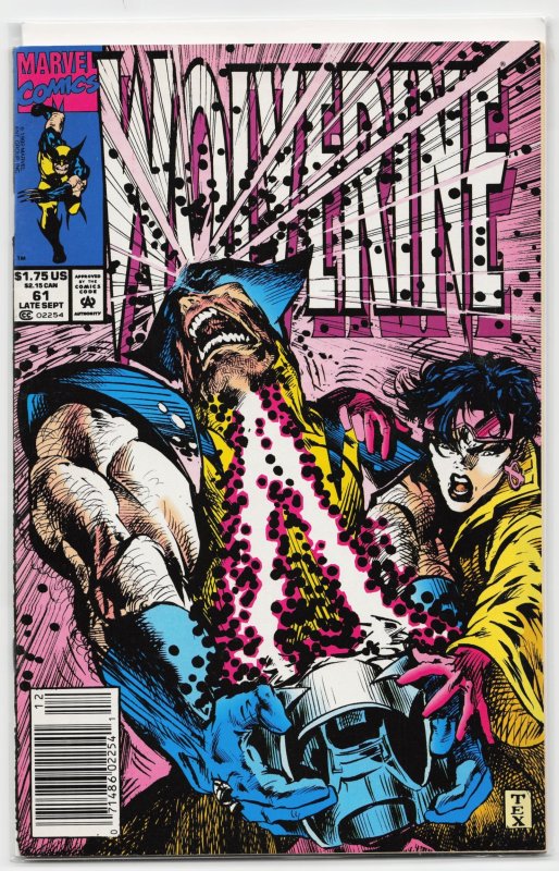 Wolverine #61 (Marvel Comics, 1992), raw, ungraded comic book — front cover