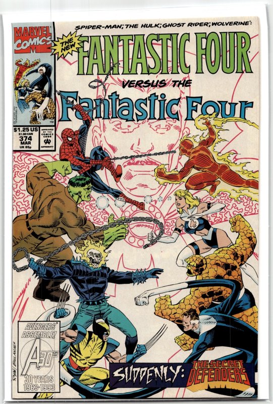 Fantastic Four #374 (Marvel Comics, 1993), raw, ungraded comic book — front cover