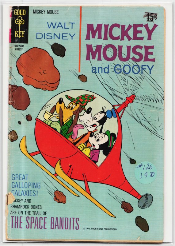 Mickey Mouse #126 (Gold Key, 1970), raw, ungraded comic book — front cover