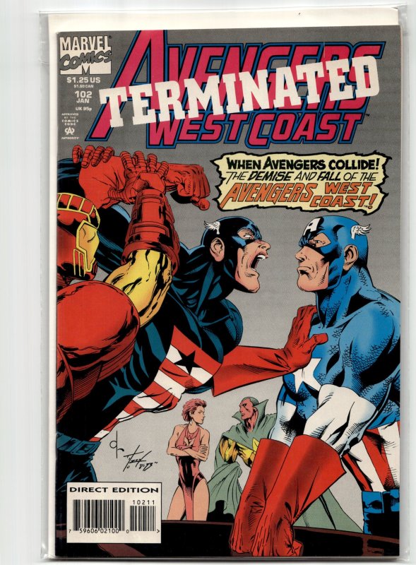 Avengers West Coast #102 (Marvel Comics, 1994), raw, ungraded comic book — front cover