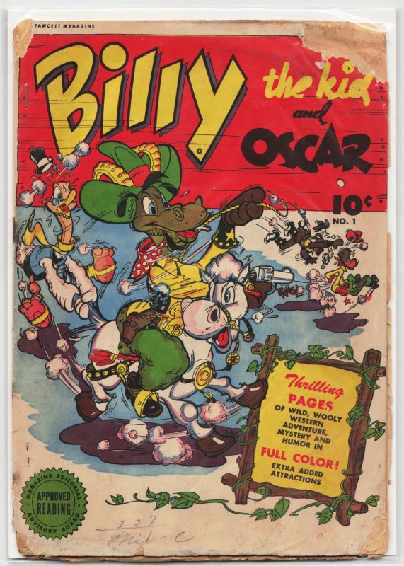 Billy the Kid and Oscar #1 (1948), raw, ungraded comic book — front cover