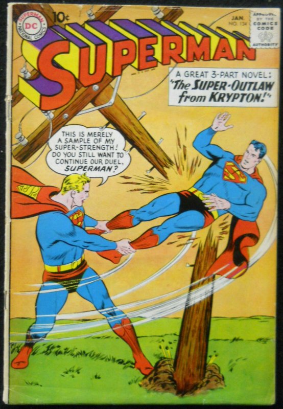 Superman #134 (DC Comics), raw comic book in GD+ condition — front cover