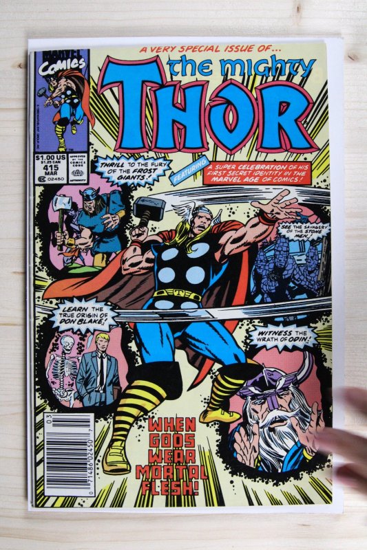 The Mighty Thor #415 (Marvel Comics, 1990), raw comic book in VF 8.0 condition — front cover