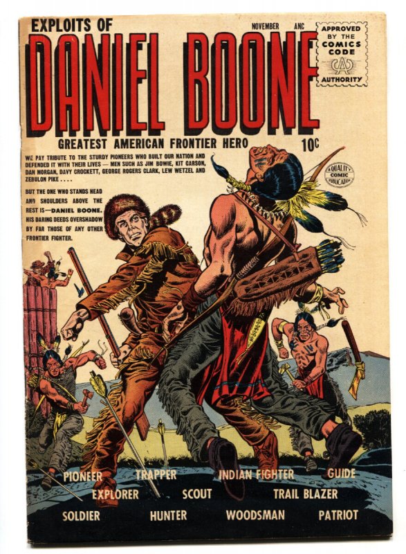 Exploits of Daniel Boone #1 (Quality Comics, 1955), raw comic book in FN condition — front cover