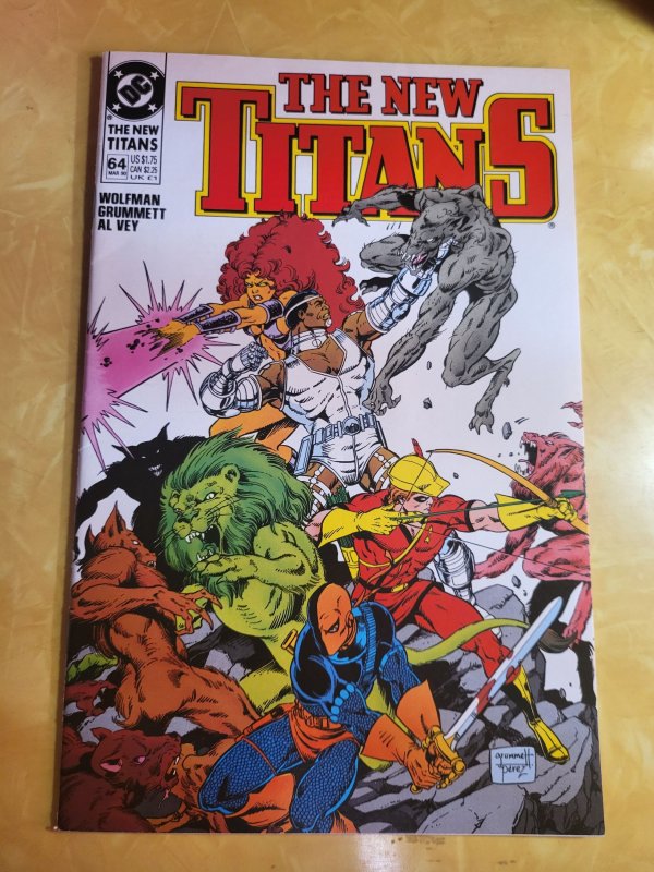 The New Titans #64 (DC Comics, 1990), raw, ungraded comic book — front cover