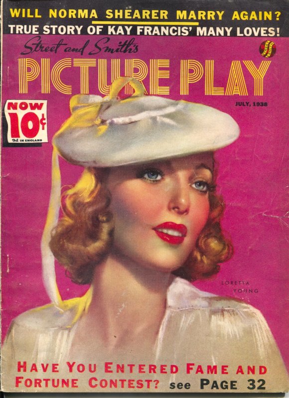 MAG: Picture Play 7/1936-Loretta Young-Zoe Mozert-George Raft-Fred Astaire-VG, raw comic book in VG condition — front cover