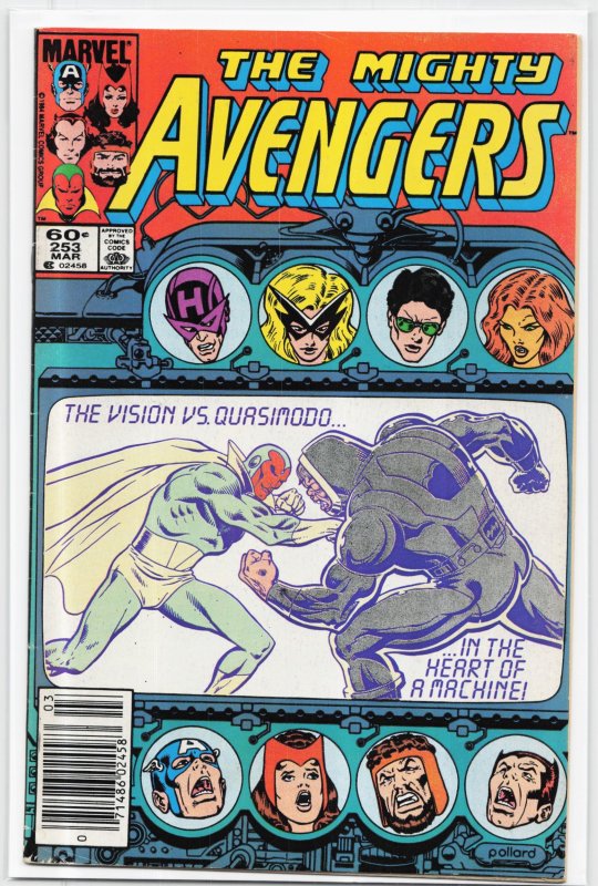 The Avengers #253 (Marvel Comics, 1985), raw, ungraded comic book — front cover