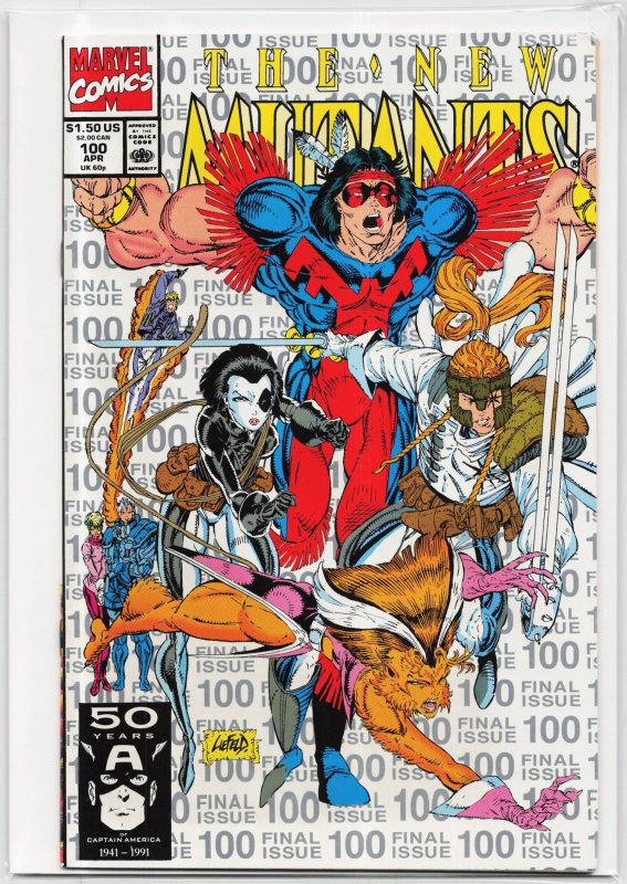 The New Mutants #100 (Marvel Comics, 1991), raw, ungraded comic book — front cover