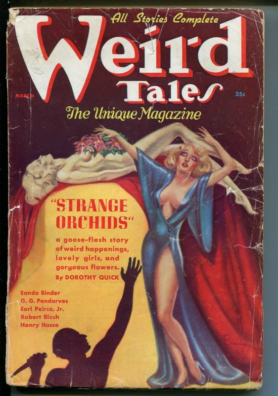 Weird Tales-3/1937-pulp Fiction-spicy Good Girl Art-Brundage-Bloch-Binder-VG-, raw comic book in VG- condition — front cover