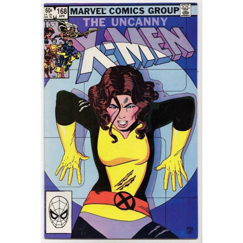 The Uncanny X-Men #168 (Marvel Comics, 1983), raw comic book in VF+ 8.5 condition — front cover