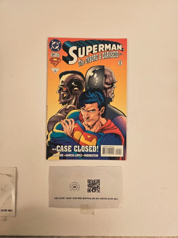 Superman #104 (DC Comics), raw comic book in NM condition — front cover