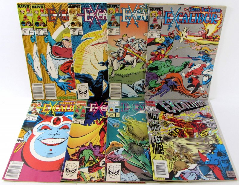 Excalibur Lot of 9 #10 x2, 11, 12, 14, 15, 29, 30, 75 Marvel (1989) Comics (Marvel Comics, 1989), raw, ungraded comic book — front cover