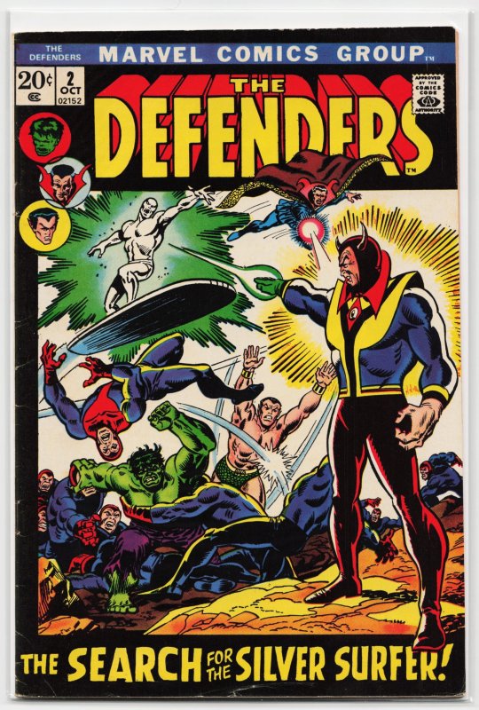 The Defenders #2 (Marvel Comics, 1972), raw, ungraded comic book — front cover