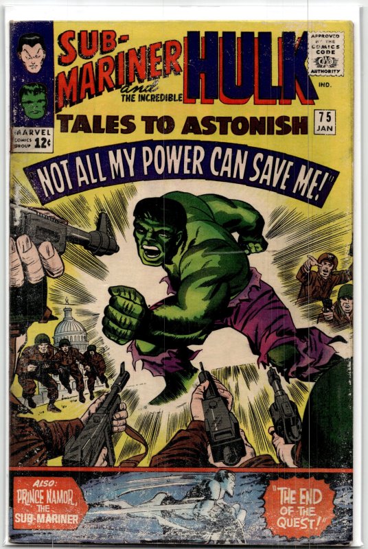 Tales to Astonish #75 (Marvel Comics, 1966), raw, ungraded comic book — front cover