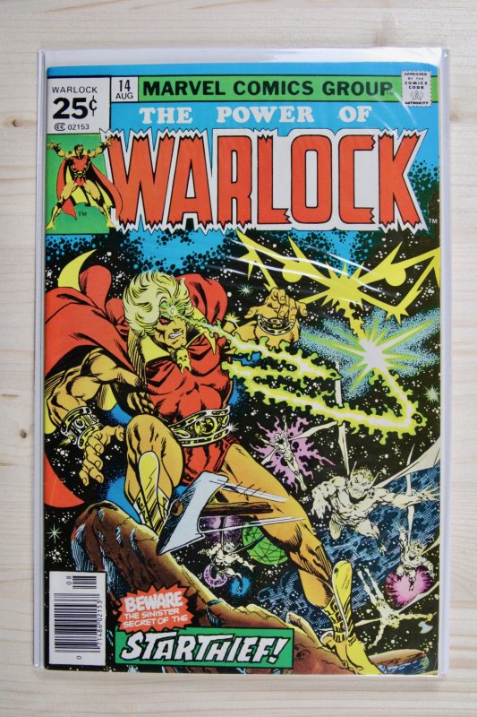 Warlock #14 (Marvel Comics, 1976), raw comic book in VF/NM 9.0 condition — front cover