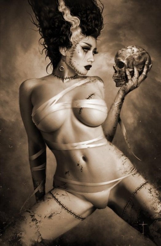 Bride of Frankenstein Cosplay 1:50 Ratio Sepia 3 Book Set by Jay Ferguson 2 Made, raw, ungraded comic book — front cover