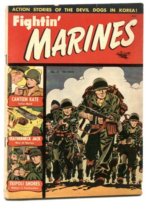 Fightin' Marines #4 (1952), raw comic book in VG condition — front cover
