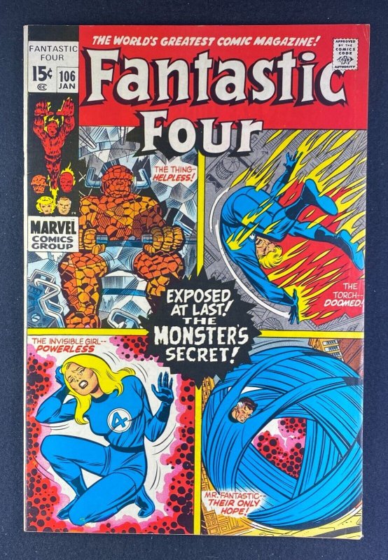 Fantastic Four #106 (Marvel Comics, 1961), raw comic book in VF+ 8.5 condition — front cover