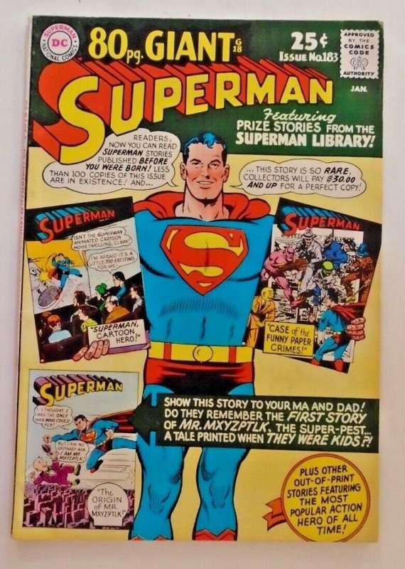 Superman v1 #183, raw, ungraded comic book — front cover