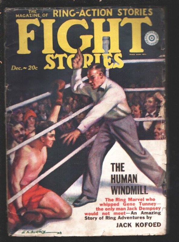 Pulp: Fight Stories 12/1929-Earle Bergey Boxing Cover-The Human Windmill-Ja..., raw, ungraded comic book — front cover