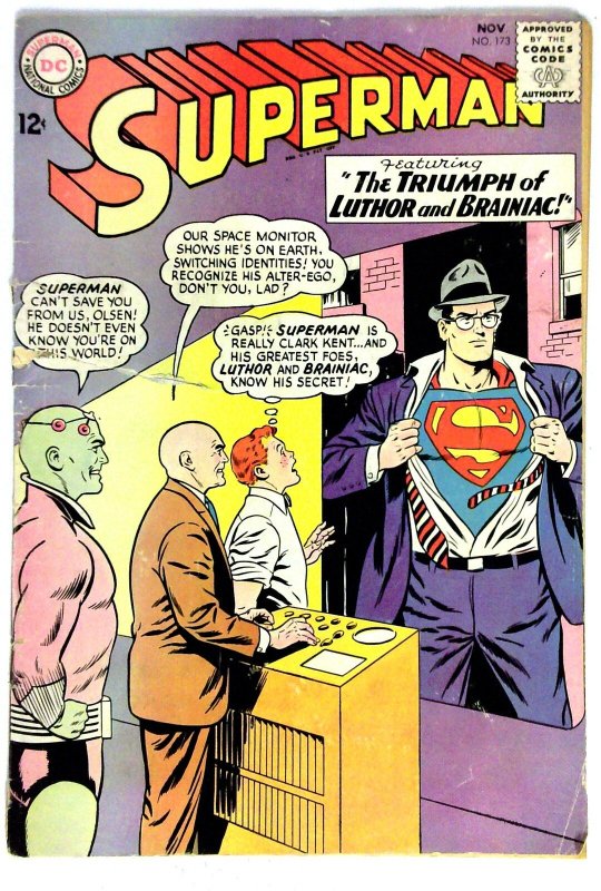Superman #173 (DC Comics, 1964), raw comic book in FR condition — front cover