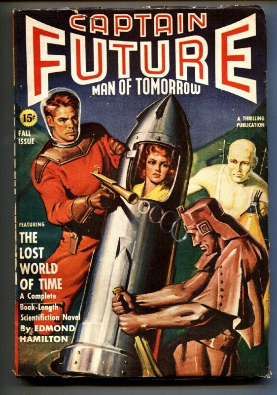Captain Future Fall 1941-Earle Bergey Woman in Rocket Cover-Pulp Magazine (1941), raw, ungraded comic book — front cover