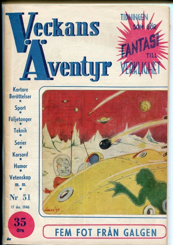 Veckans Aventyr Vol. 7 #1 (1946), raw comic book in VF condition — front cover