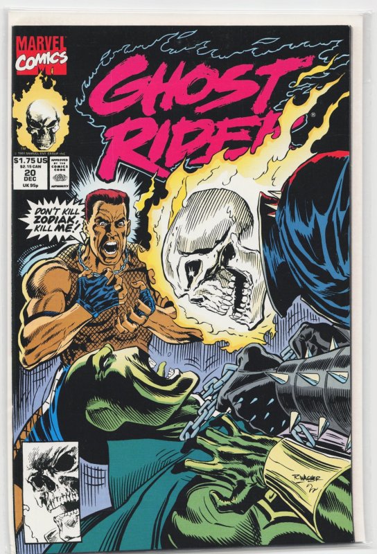 Ghost Rider #20 (Marvel Comics, 1991), raw, ungraded comic book — front cover