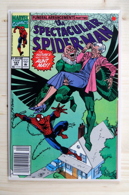 The Spectacular Spider-Man #187 (Marvel Comics, 1992), raw comic book in NM- 9.2 condition — front cover
