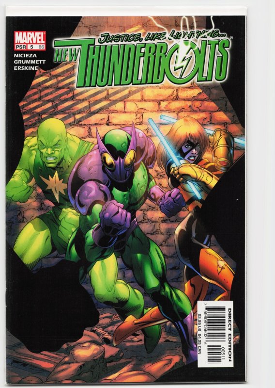 New Thunderbolts #5 (Marvel Comics, 2005), raw, ungraded comic book — front cover