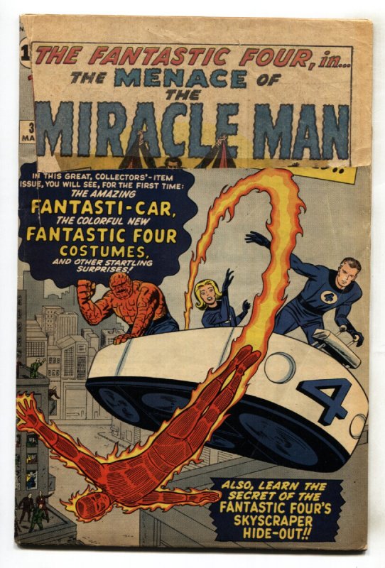 Fantastic Four #3 (Marvel Comics, 1962), raw, ungraded comic book — front cover