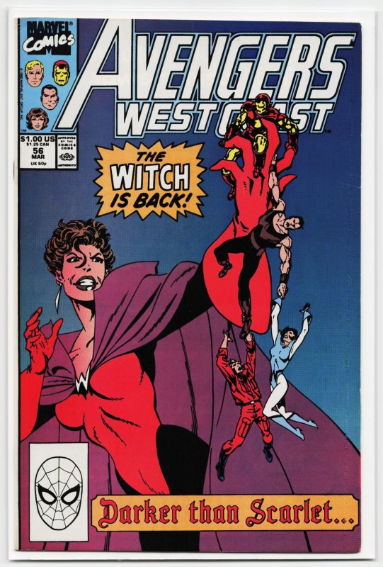 Avengers West Coast #56 (Marvel Comics, 1990), raw, ungraded comic book — front cover