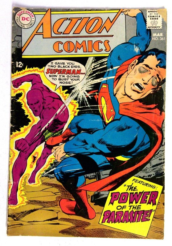 Action Comics #361 (DC Comics, 1968), raw comic book in VG condition — front cover