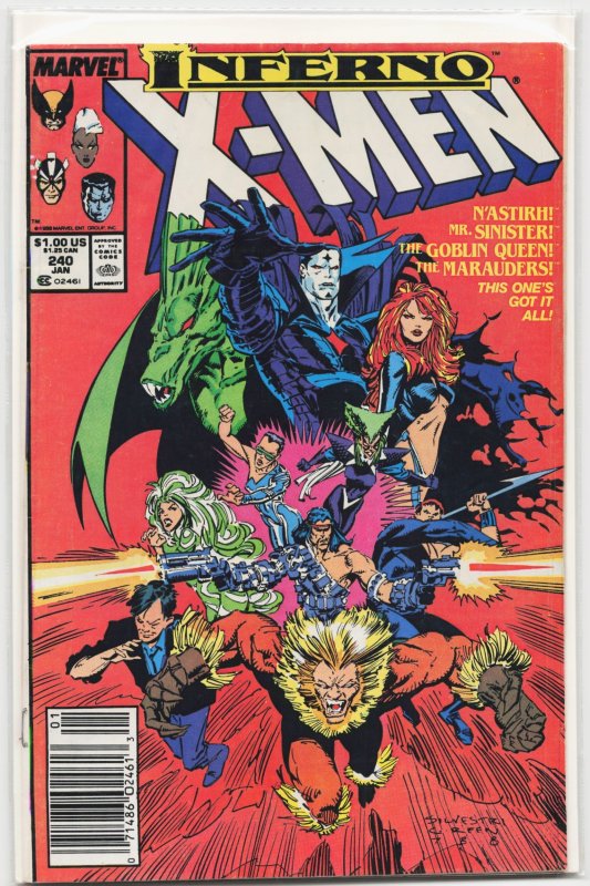 The Uncanny X-Men #240 (Marvel Comics, 1989), raw, ungraded comic book — front cover