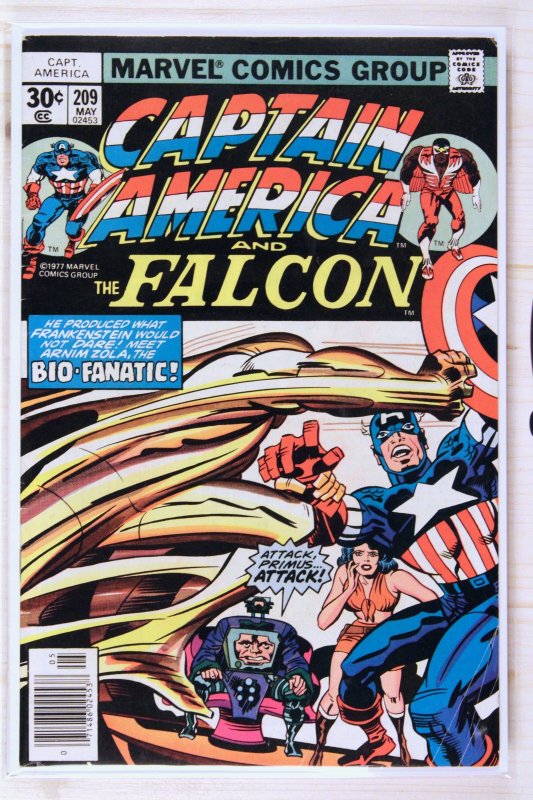 Captain America #209 (Marvel Comics, 1977), raw comic book in FN 6.0 condition — front cover
