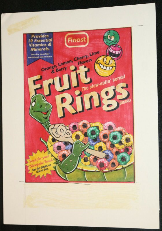 Fruit Rings Cereal Box Art Finast - Mego Artist - art by Harold Shull, raw, ungraded comic book — front cover